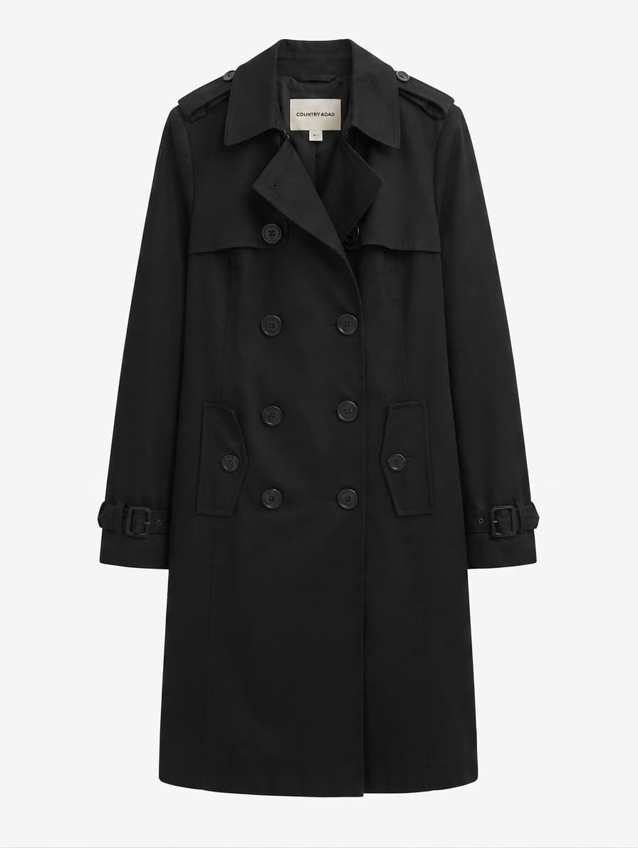 Country Road Double-Breasted Trench Coat Black Size S — photo 1 of 13