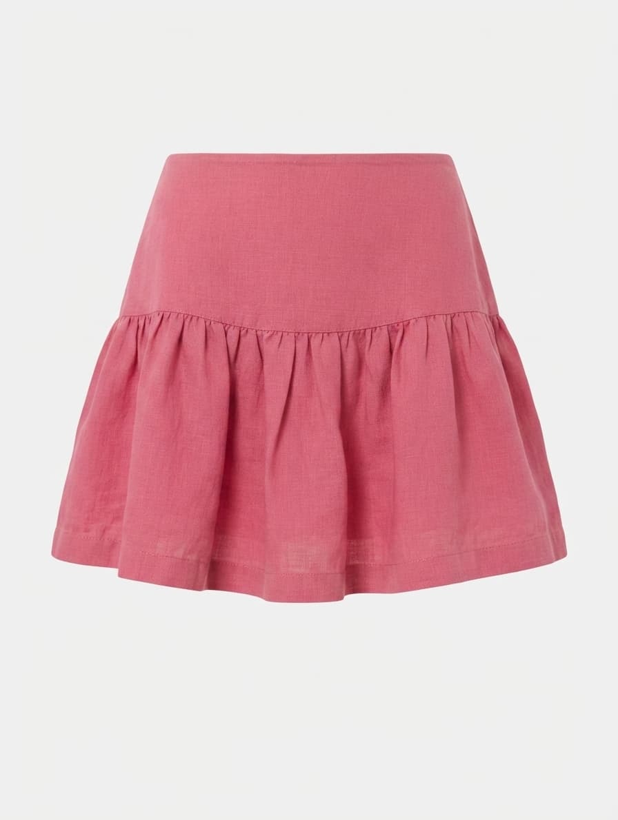 Country Road Organic French Linen Ruffle Mini Skirt Pink Size 12 — photo 1 of 6