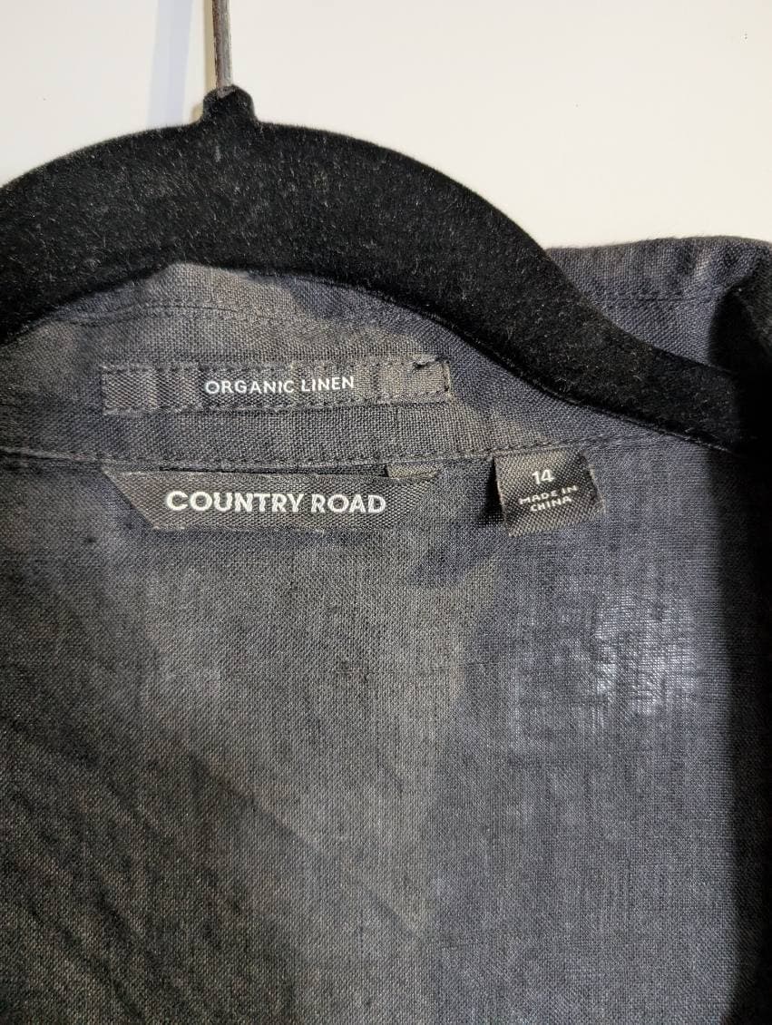 Country Road Organic Linen Short Sleeve Shirt Dark Grey Size 14 — photo 3 of 10