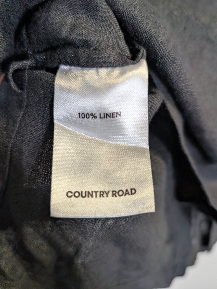 Country Road Organic Linen Short Sleeve Shirt Dark Grey Size 14 — photo 4 of 10