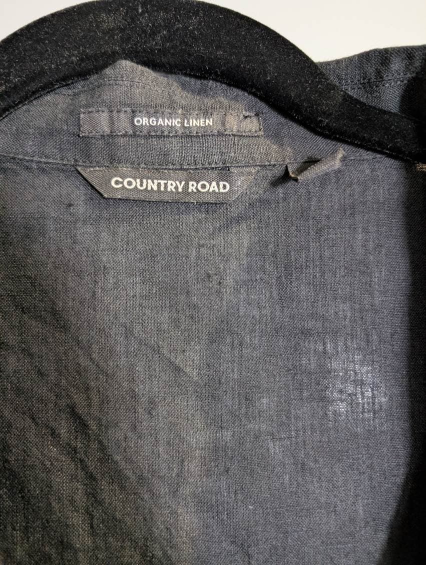 Country Road Organic Linen Short Sleeve Shirt Dark Grey Size 14 — photo 5 of 10