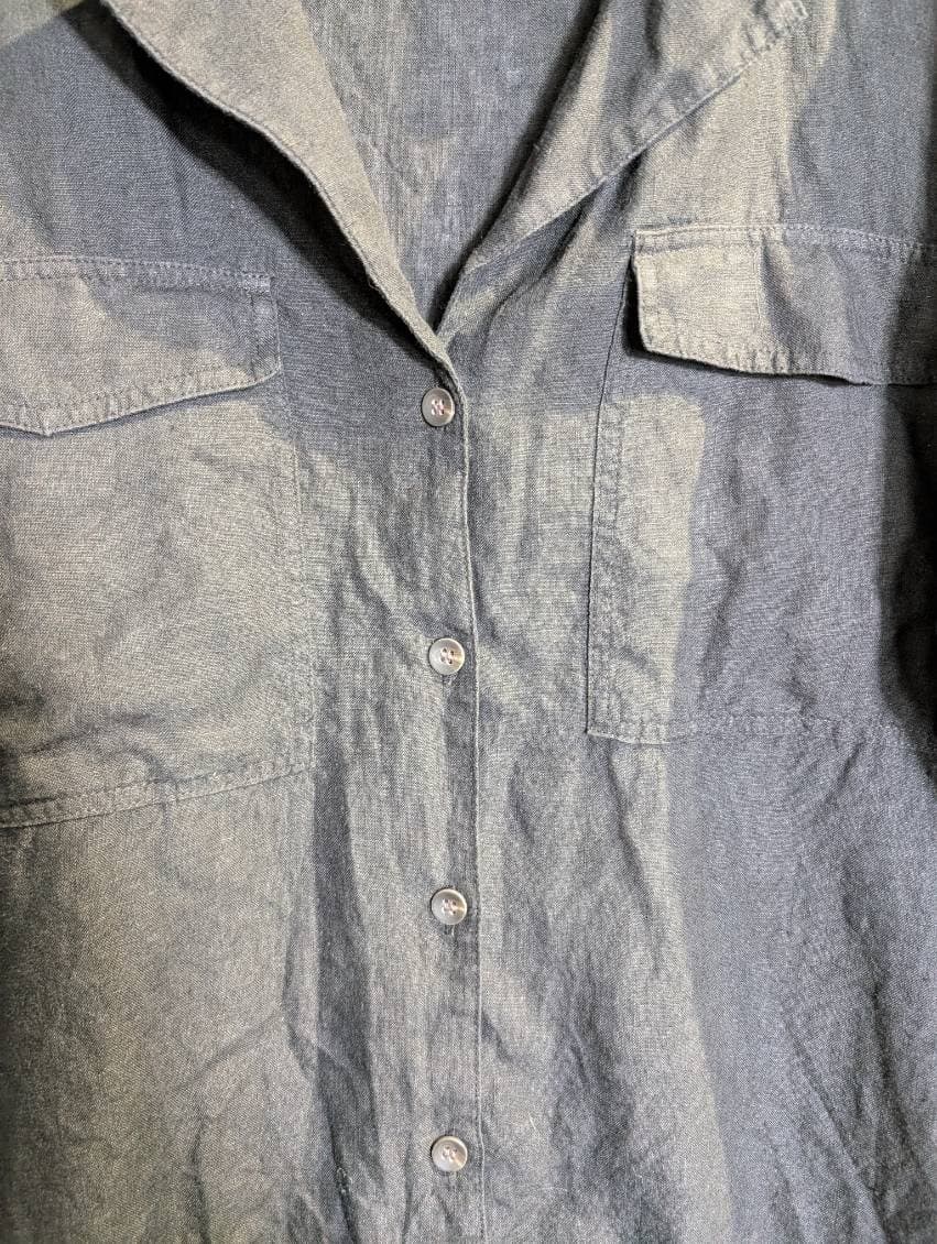 Country Road Organic Linen Short Sleeve Shirt Dark Grey Size 14 — photo 9 of 10