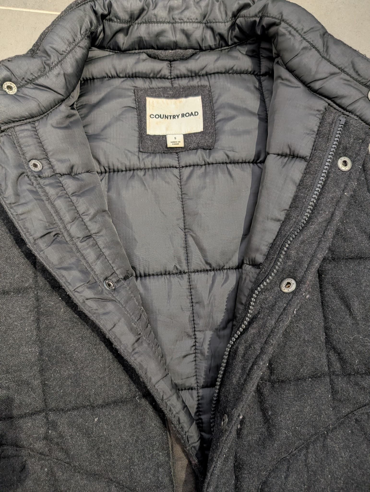 Country Road Quilted Wool Blend Vest Dark Grey Men's Size S — photo 6 of 8