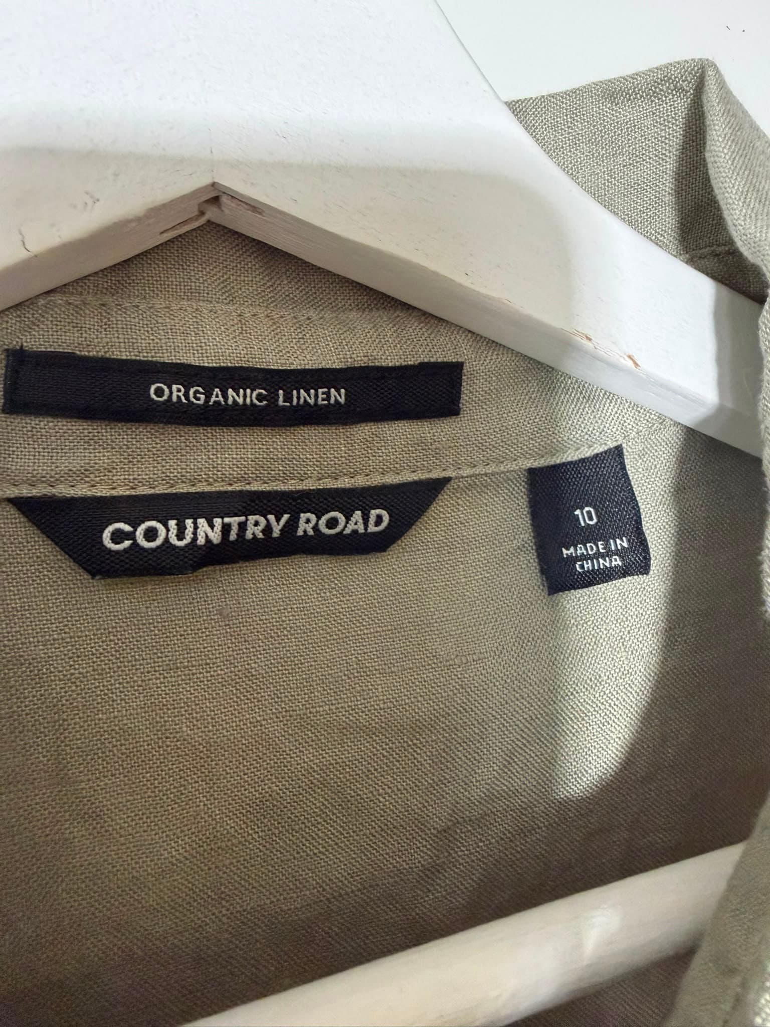 Country Road Women's Relaxed Organic Linen Shirt Sage Green Size 10 — photo 2 of 6