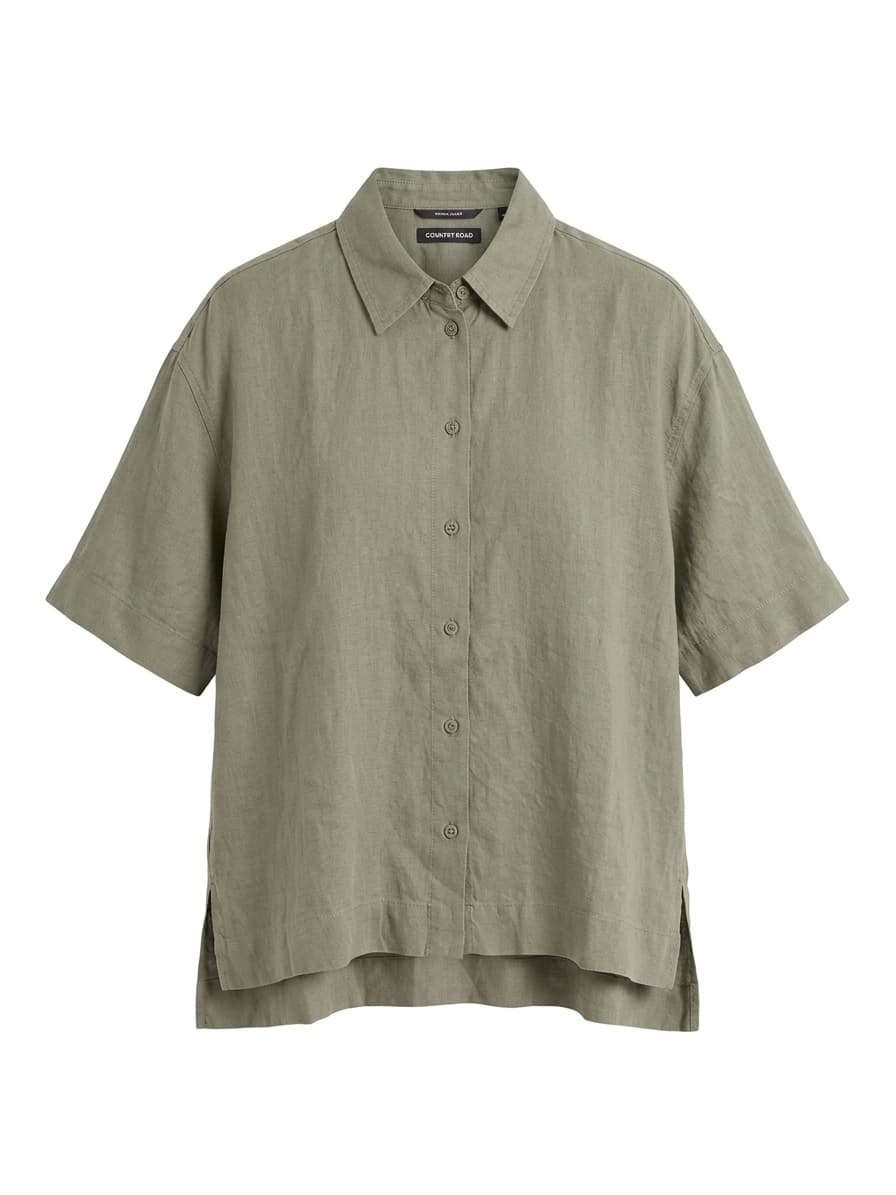 Country Road Women's Relaxed Organic Linen Shirt Sage Green Size 10 — photo 1 of 6