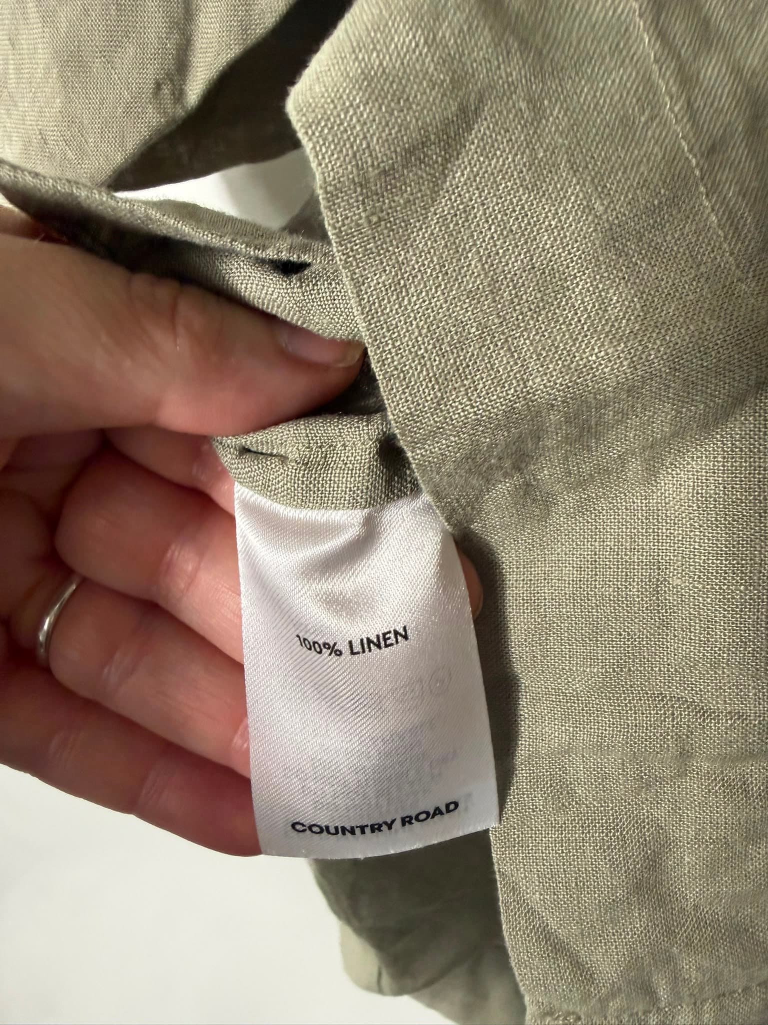 Country Road Women's Relaxed Organic Linen Shirt Sage Green Size 10 — photo 6 of 6