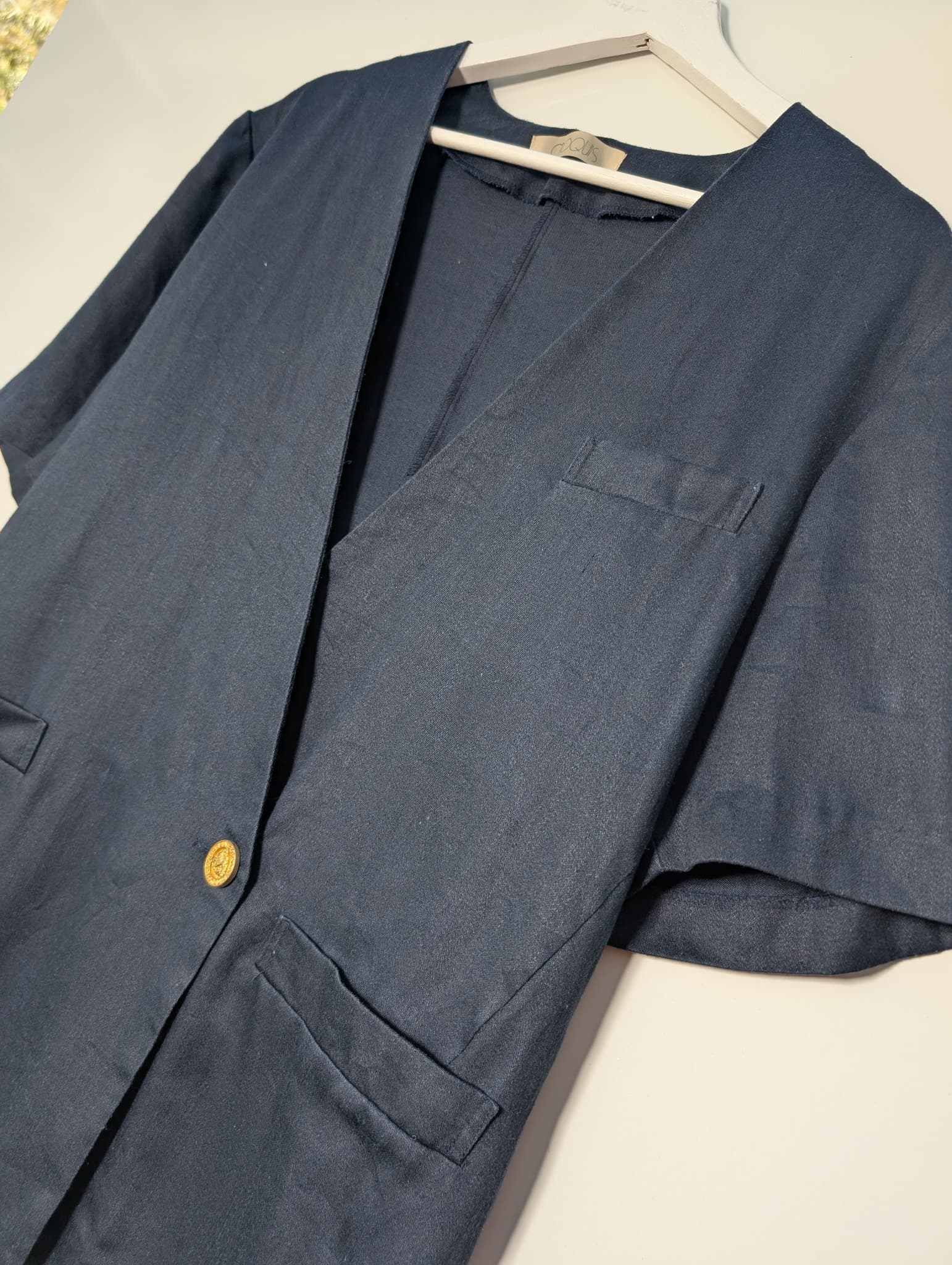 CROQUIS Vintage Short Sleeve Blazer Navy Blue Gold Button Size 9 — photo 3 of 8