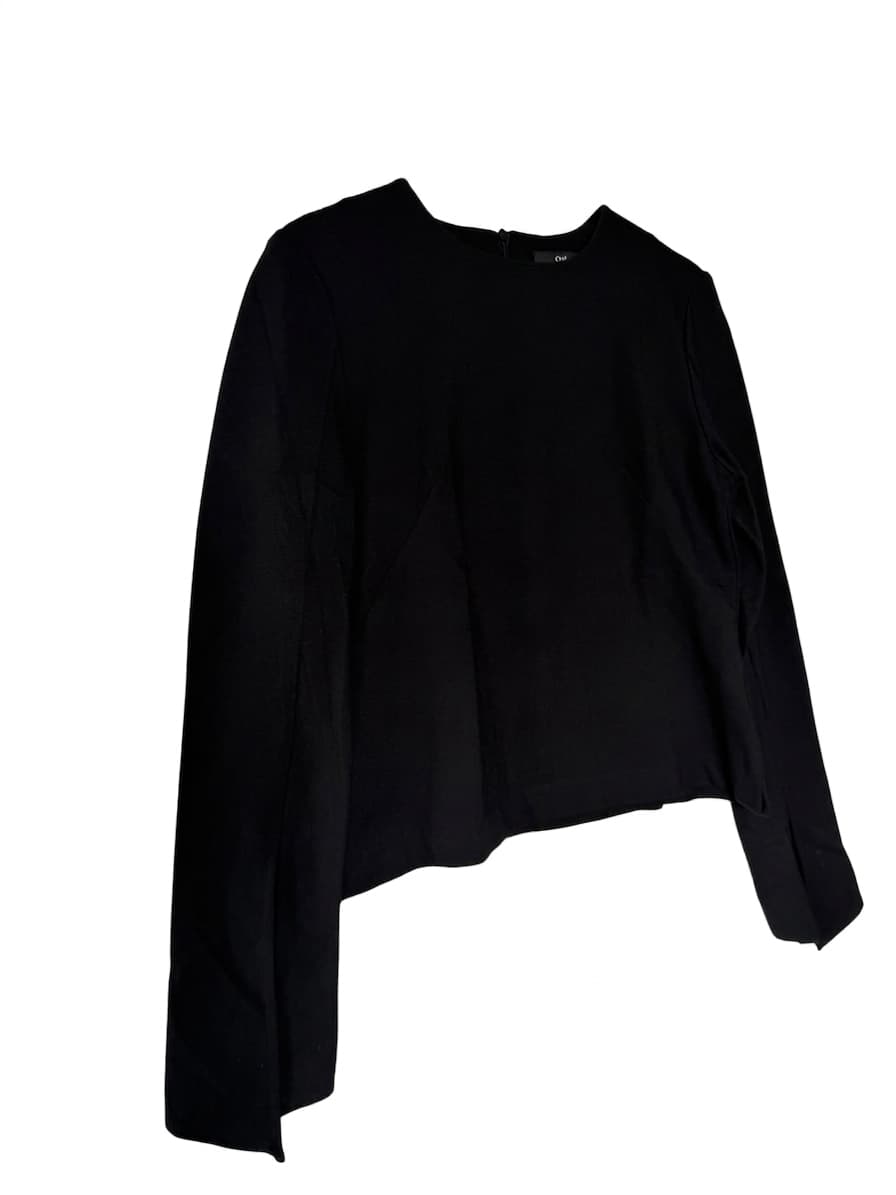 Cue Long Sleeve Asymmetric Hem Blouse Black Size 12 — photo 1 of 6