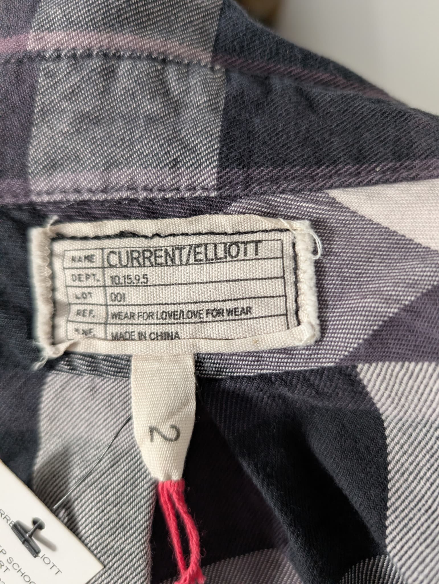 Current/Elliott The Prep School Shirt Graystone Plaid Size 2 — photo 6 of 10