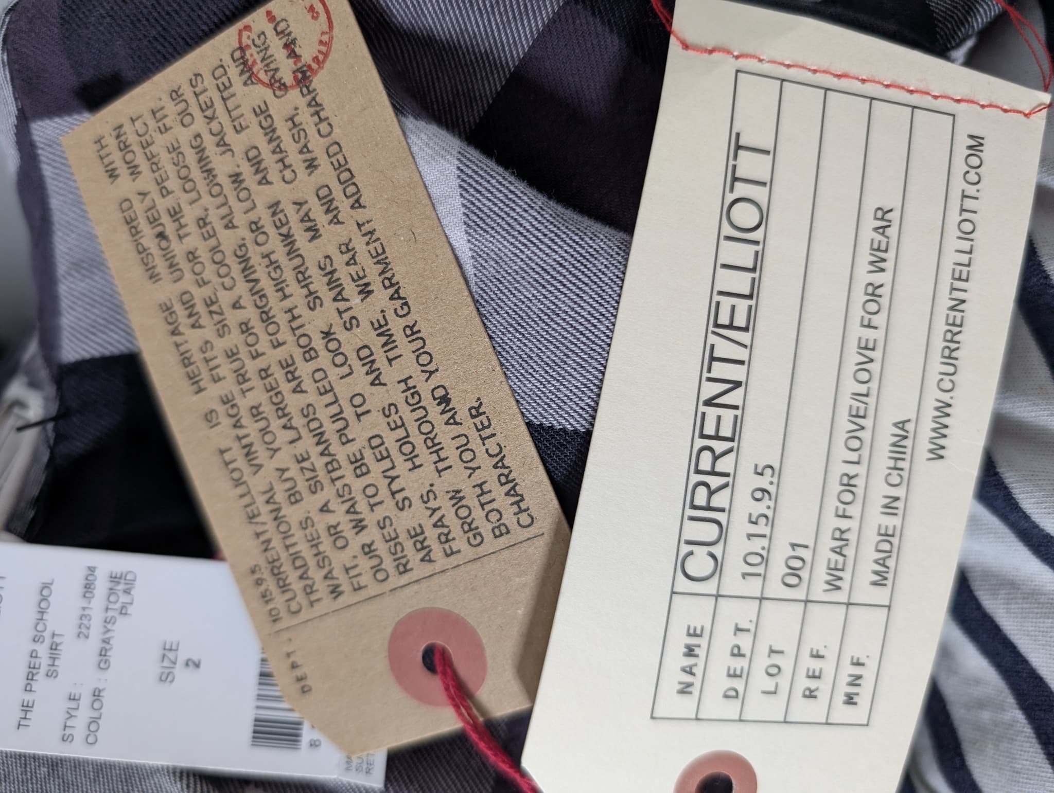 Current/Elliott The Prep School Shirt Graystone Plaid Size 2 — photo 8 of 10