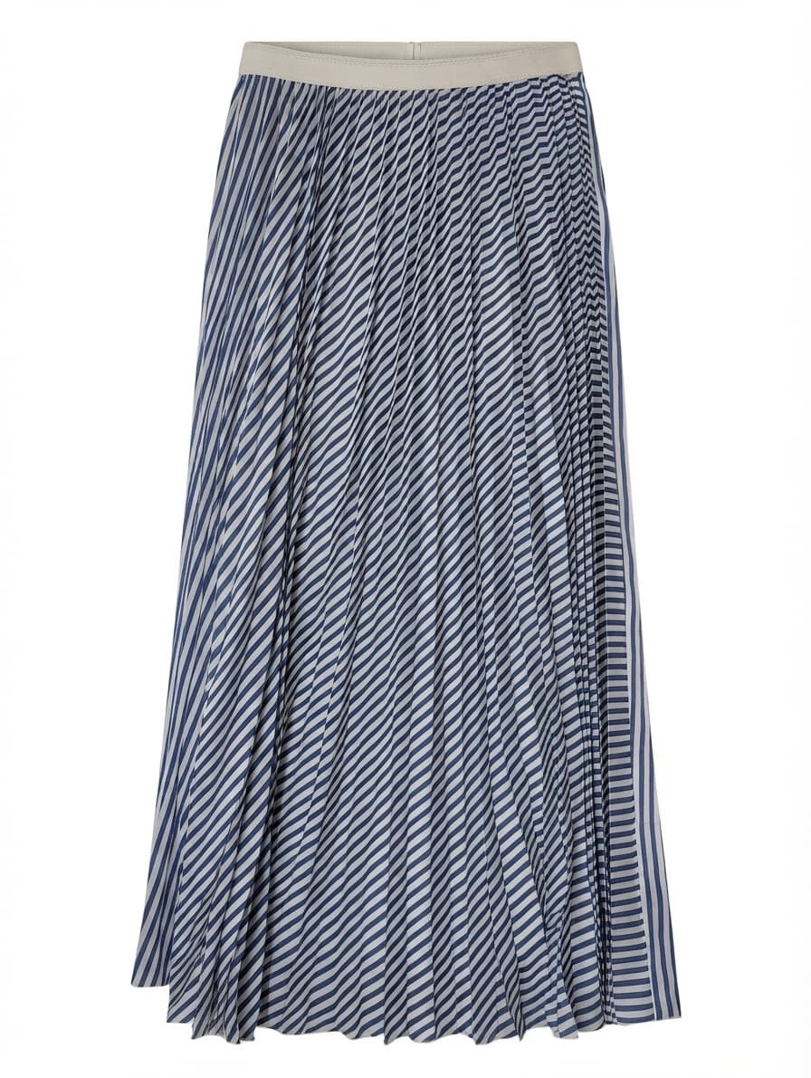 Daniela Drei Pleated Midi Skirt Blue and White Striped IT 44 — photo 1 of 7