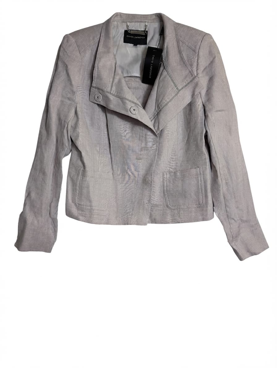 David Lawrence Danielle Linen Moto Jacket Grey Melange Size 8 — photo 1 of 5
