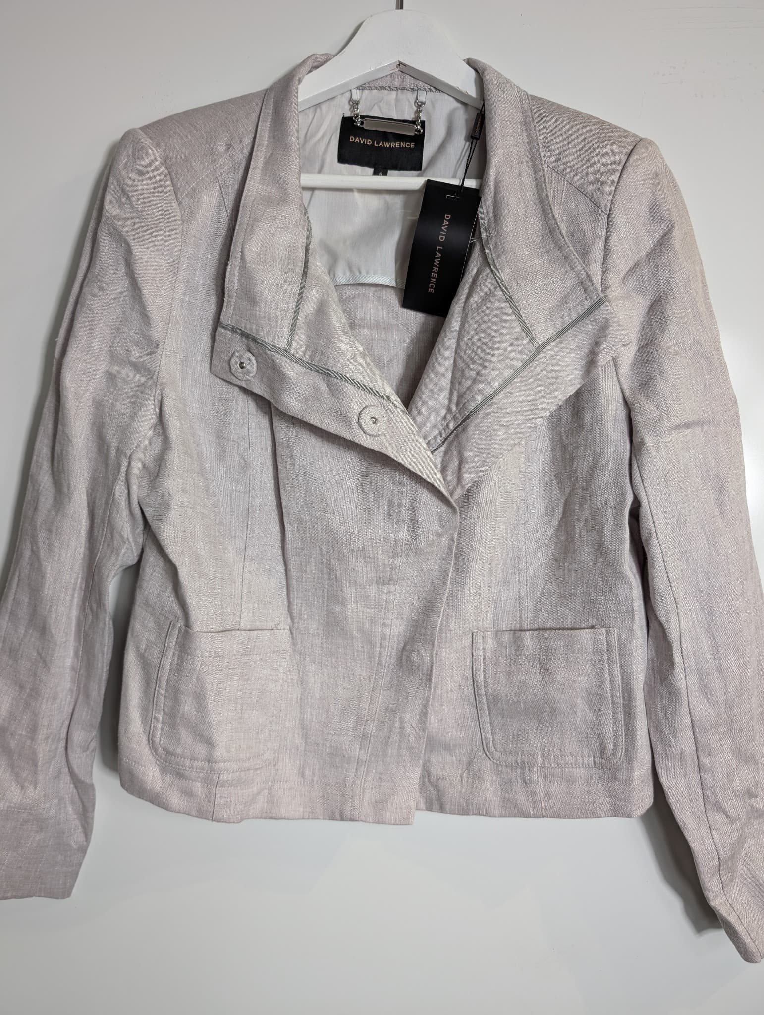 David Lawrence Danielle Linen Moto Jacket Grey Melange Size 8 — photo 2 of 5