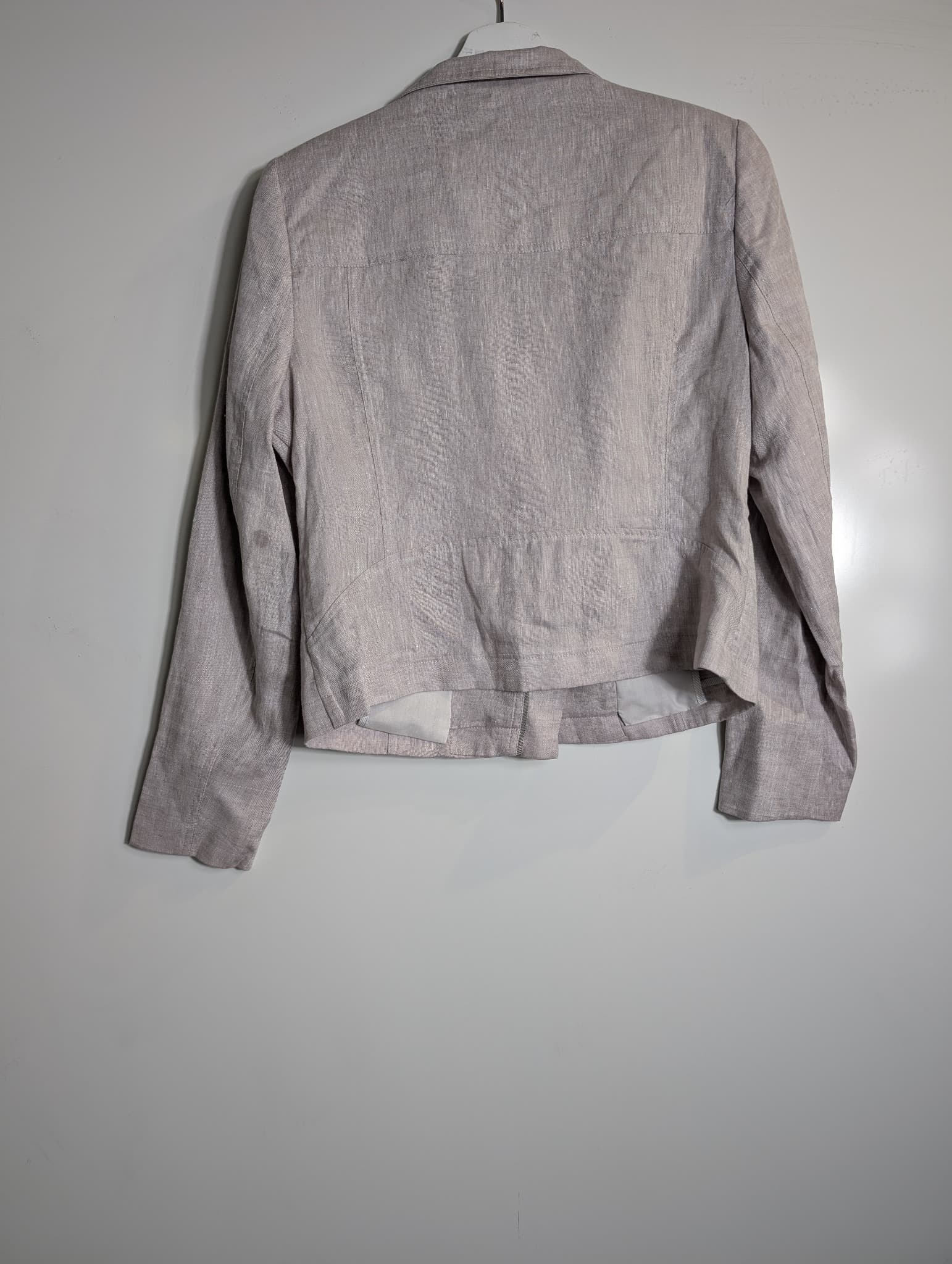 David Lawrence Danielle Linen Moto Jacket Grey Melange Size 8 — photo 3 of 5