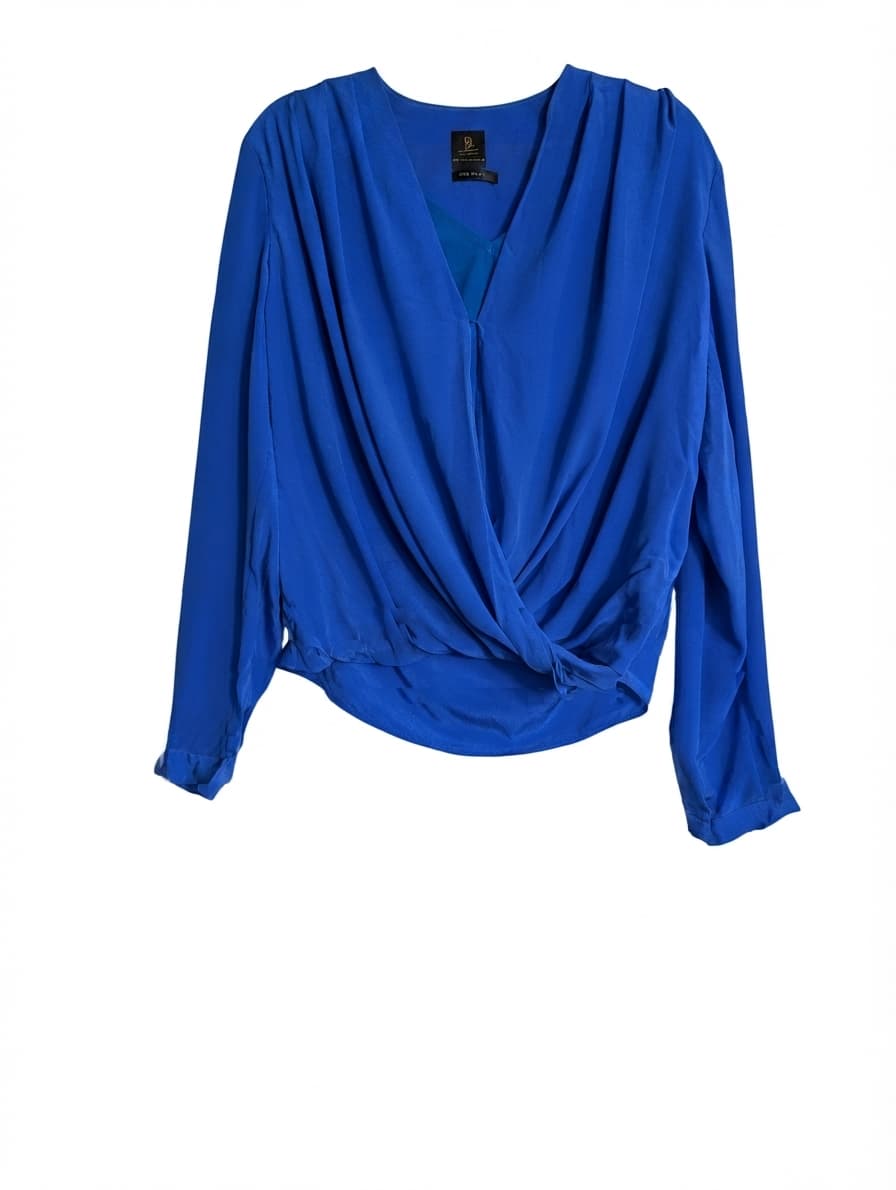 David Lawrence Silk Wrap Front Blouse Royal Blue Size 10 — photo 1 of 4