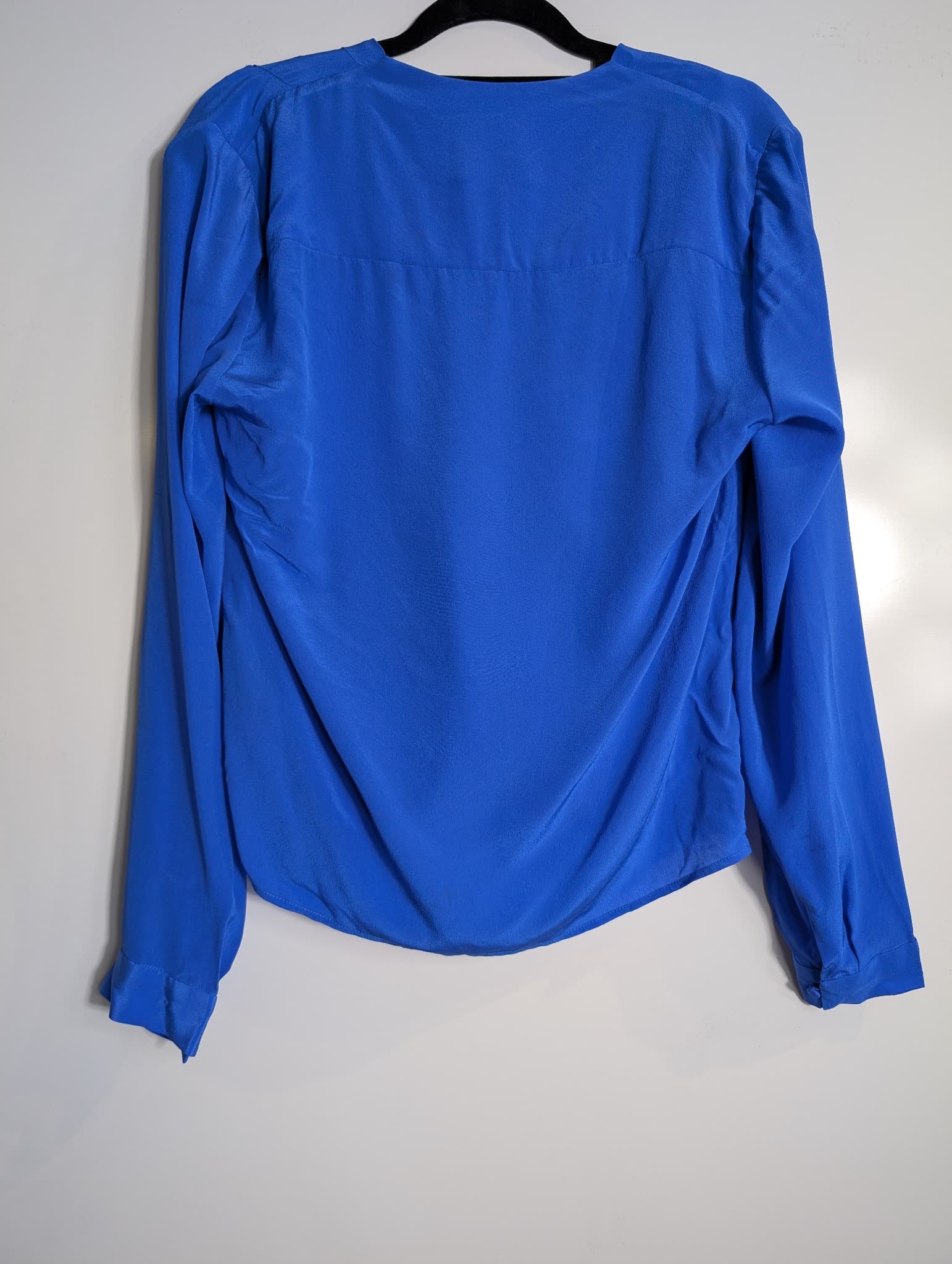 David Lawrence Silk Wrap Front Blouse Royal Blue Size 10 — photo 3 of 4