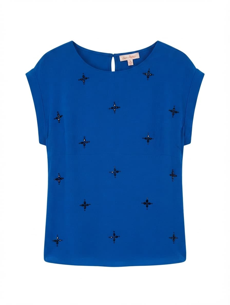 Diana Ferrari Embellished Blouse Royal Blue Women's Size 16 — photo 1 of 7