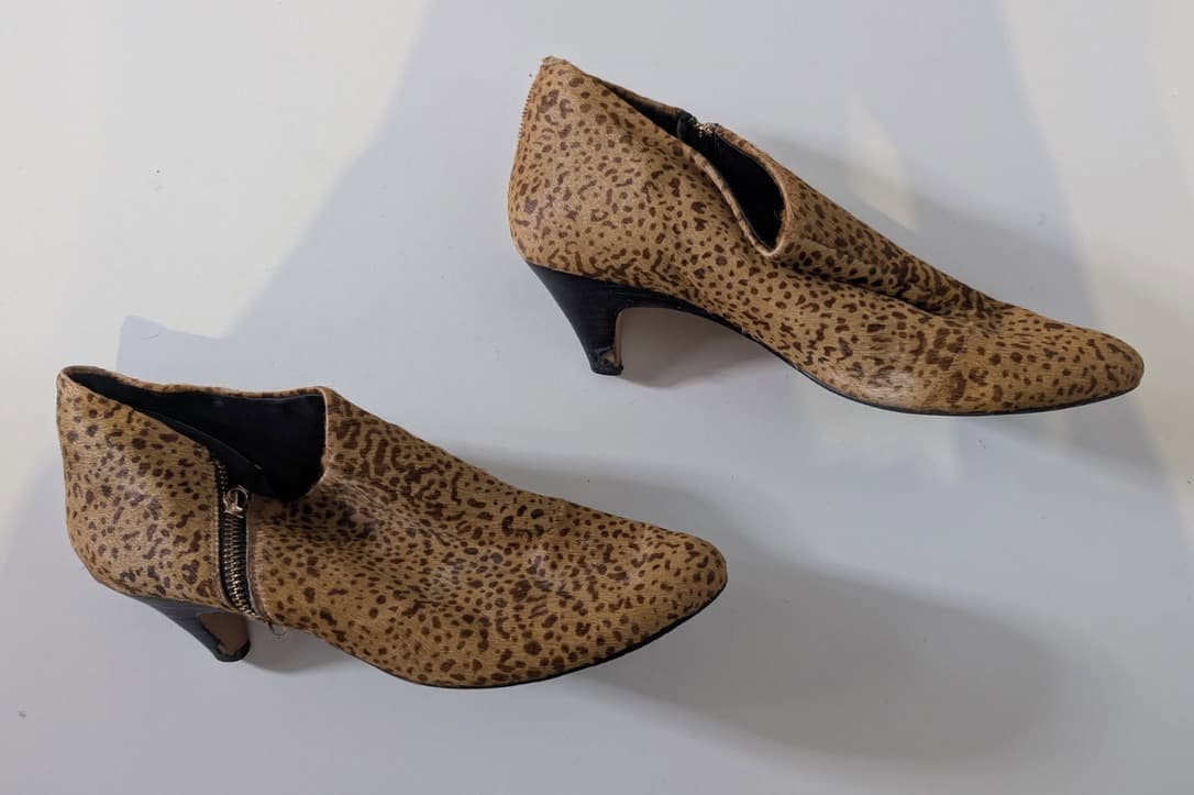 Diana Ferrari Leopard Print Calf Hair Kitten Heel Ankle Boots - Size 9.5 — photo 5 of 7