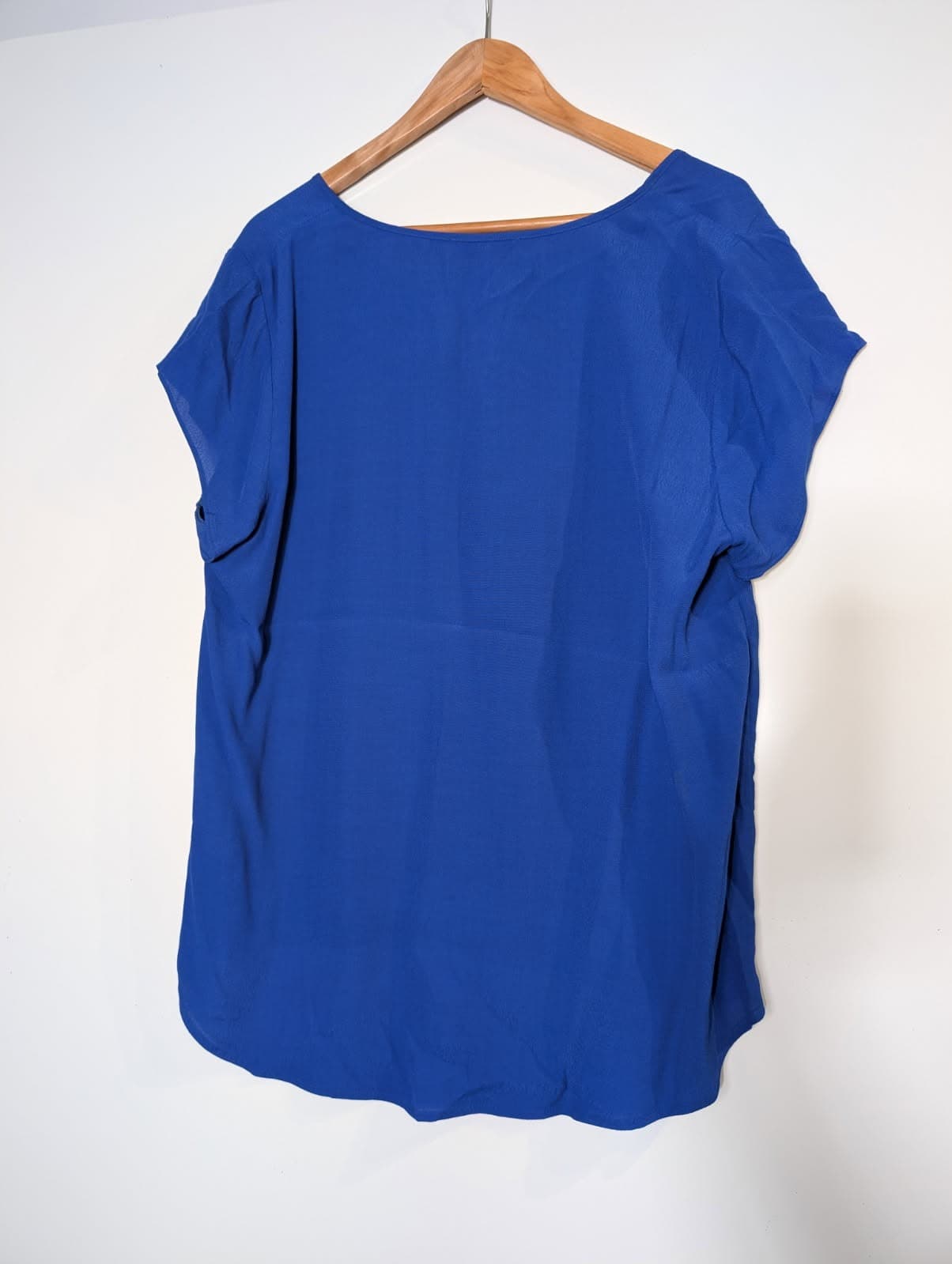Diana Ferrari Royal Blue Pleated V-Neck Blouse - Size 16 — photo 4 of 6