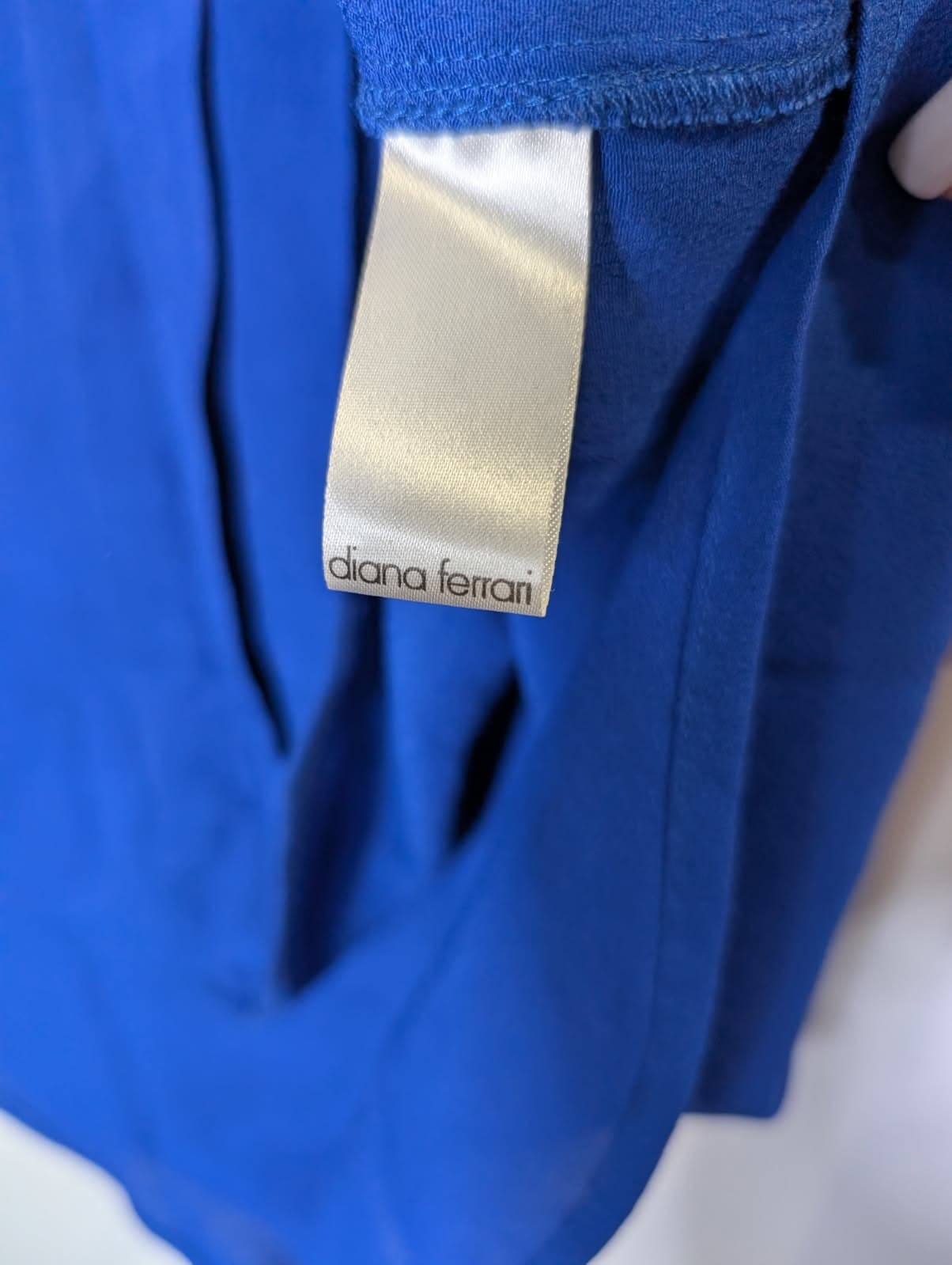 Diana Ferrari Royal Blue Pleated V-Neck Blouse - Size 16 — photo 6 of 6