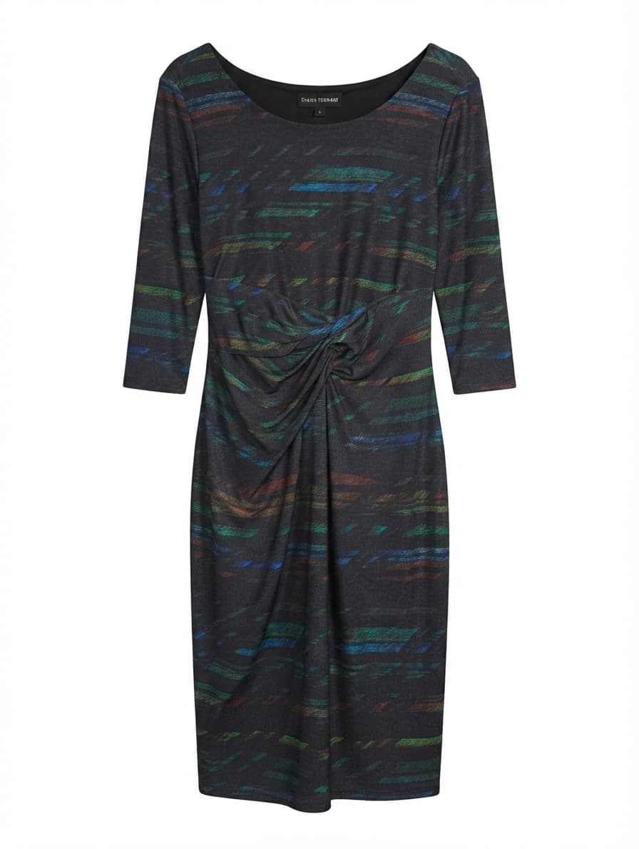 Diana Ferrari Twist-Front Sheath Dress Black Abstract Print XXL — photo 1 of 8