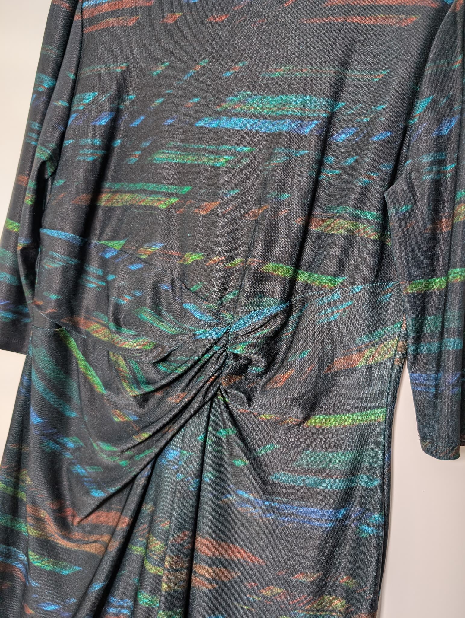 Diana Ferrari Twist-Front Sheath Dress Black Abstract Print XXL — photo 2 of 8