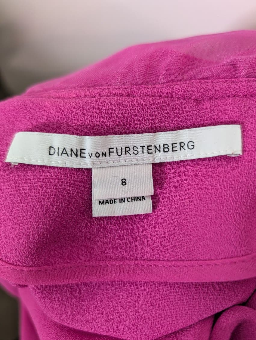 Diane von Furstenberg DVF Pink Ruffle Shift Dress - Size 8 — photo 8 of 9