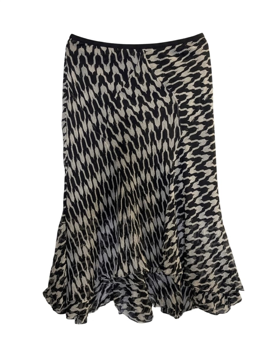 Diane Von Furstenberg Silk Asymmetrical Skirt - Black & White Abstract — photo 1 of 10