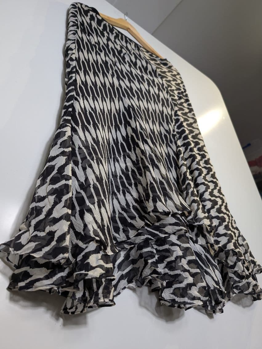 Diane Von Furstenberg Silk Asymmetrical Skirt - Black & White Abstract — photo 8 of 10