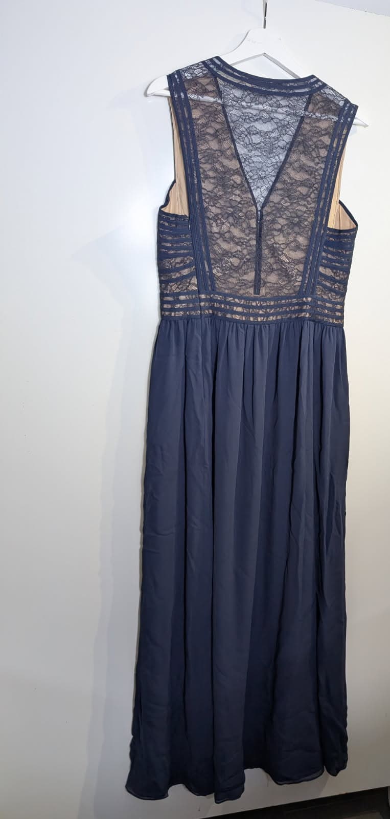 Diane von Furstenberg Sleeveless Lace and Chiffon Dress Navy Blue Size 12 — photo 4 of 5