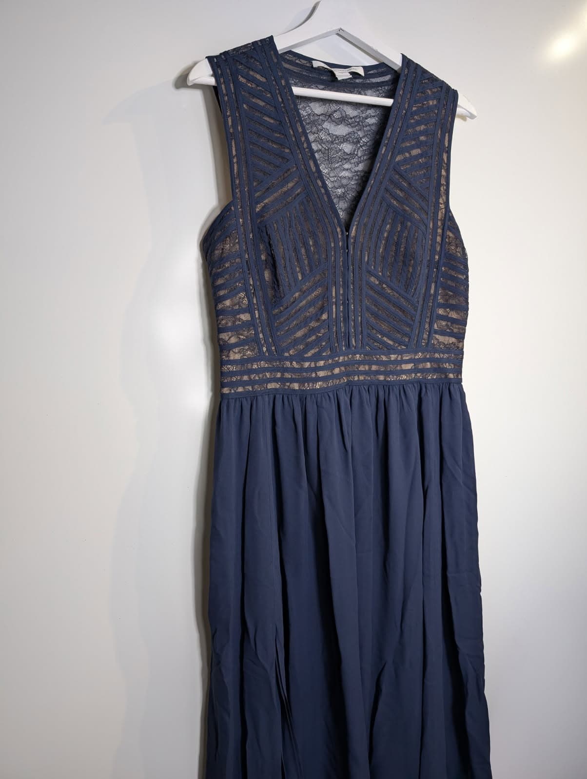 Diane von Furstenberg Sleeveless Lace and Chiffon Dress Navy Blue Size 12 — photo 3 of 5