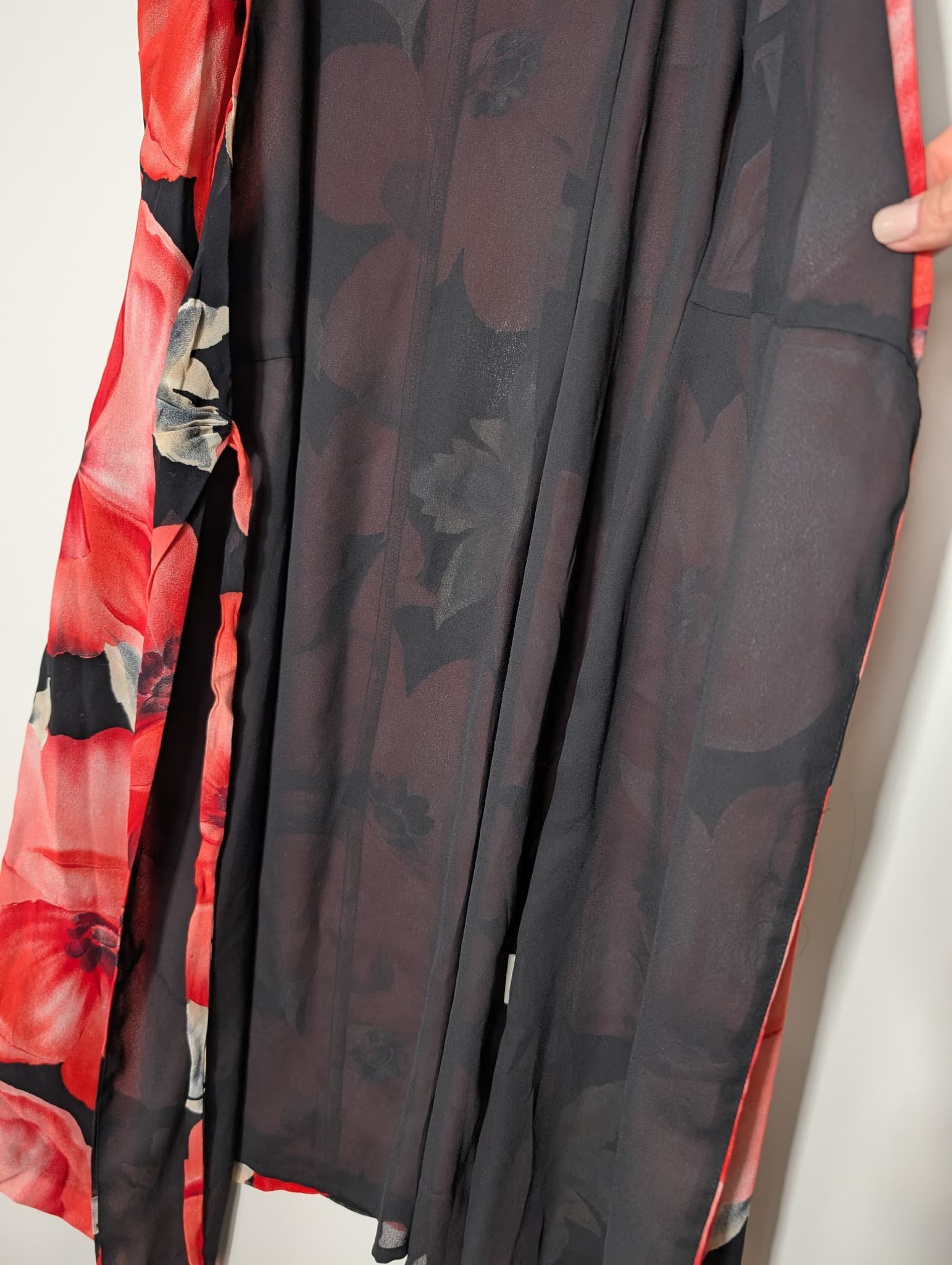 Diesel Australia Floral Chiffon Wrap Dress Red & Black Size 10 — photo 4 of 7