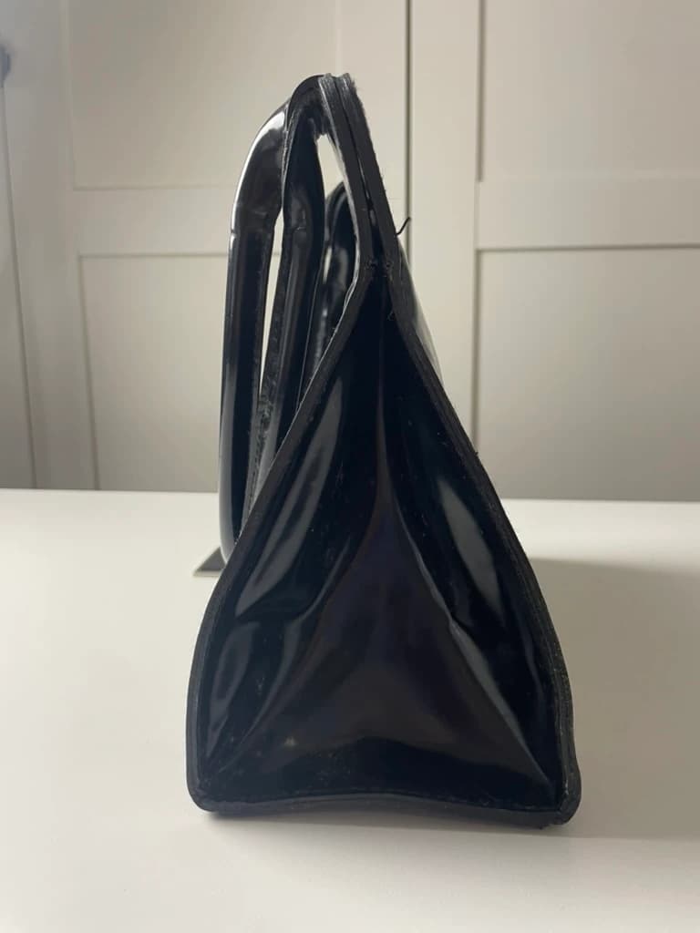 DKNY Black Patent Leather Structured Trapezoid Handbag — photo 2 of 7