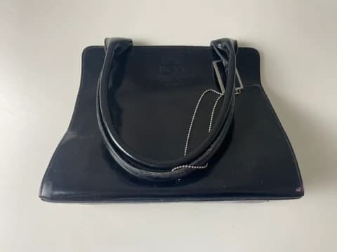 DKNY Black Patent Leather Structured Trapezoid Handbag — photo 3 of 7