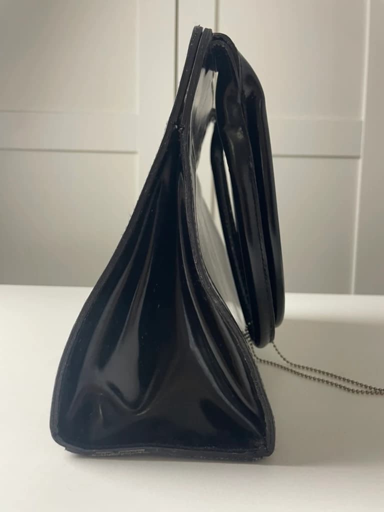DKNY Black Patent Leather Structured Trapezoid Handbag — photo 6 of 7