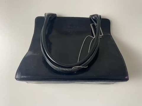 DKNY Black Patent Leather Structured Trapezoid Handbag — photo 7 of 7