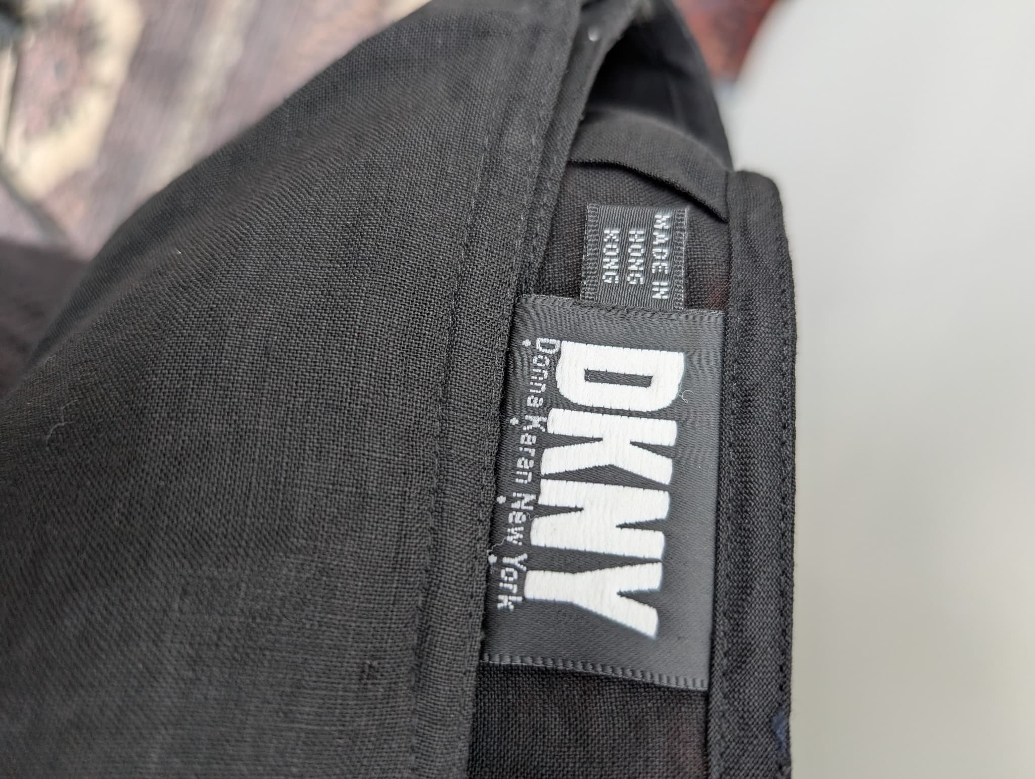 DKNY Linen Wrap Skirt Black Embroidered Hem Size 4 — photo 5 of 7