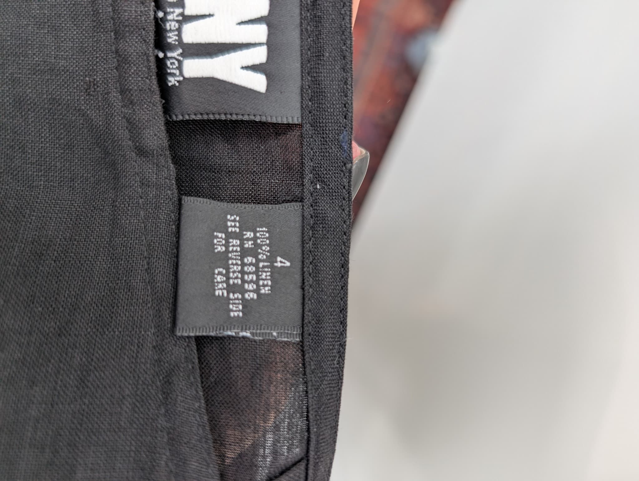 DKNY Linen Wrap Skirt Black Embroidered Hem Size 4 — photo 6 of 7