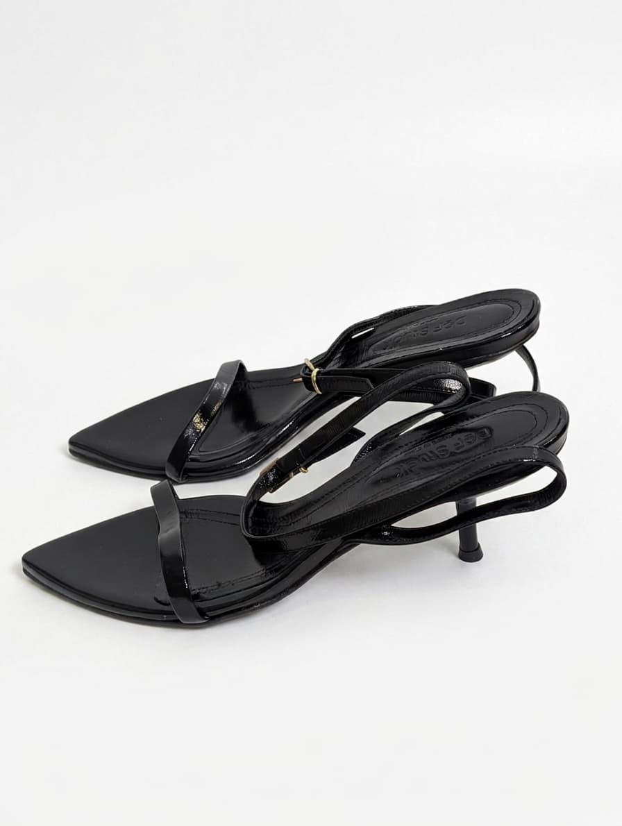 DOF Studio Patent Leather Kitten Heel Slingback Sandals Black EU 38 — photo 1 of 4