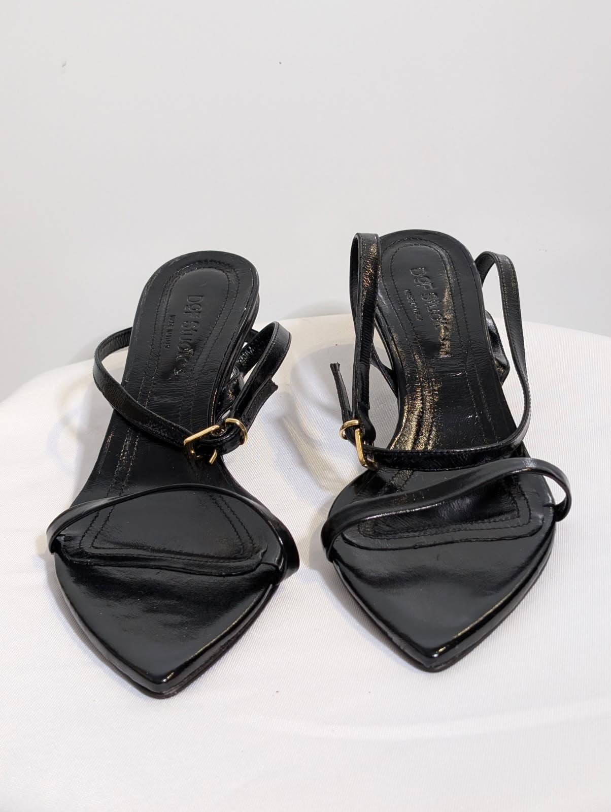 DOF Studio Patent Leather Kitten Heel Slingback Sandals Black EU 38 — photo 2 of 4