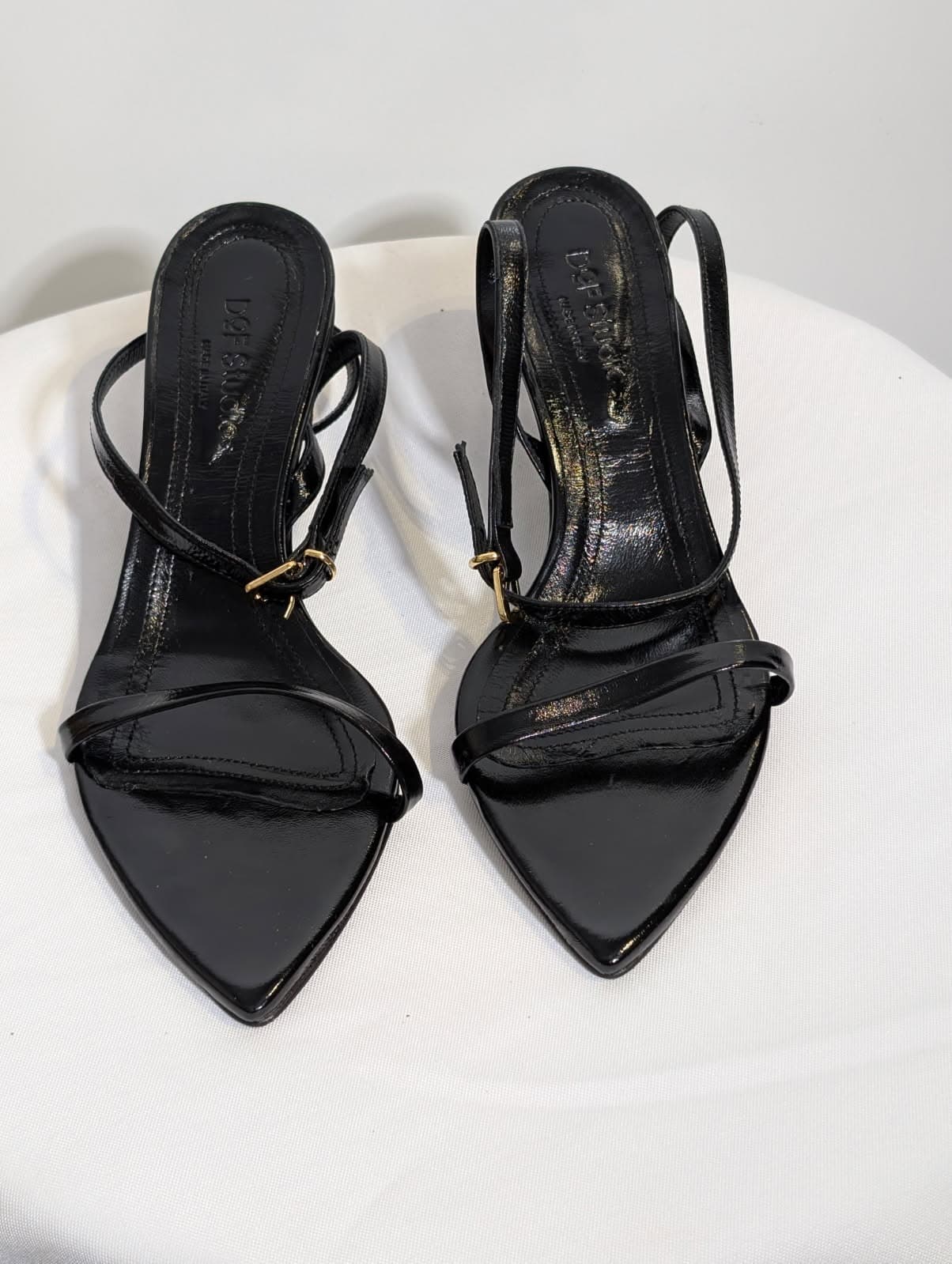 DOF Studio Patent Leather Kitten Heel Slingback Sandals Black EU 38 — photo 4 of 4