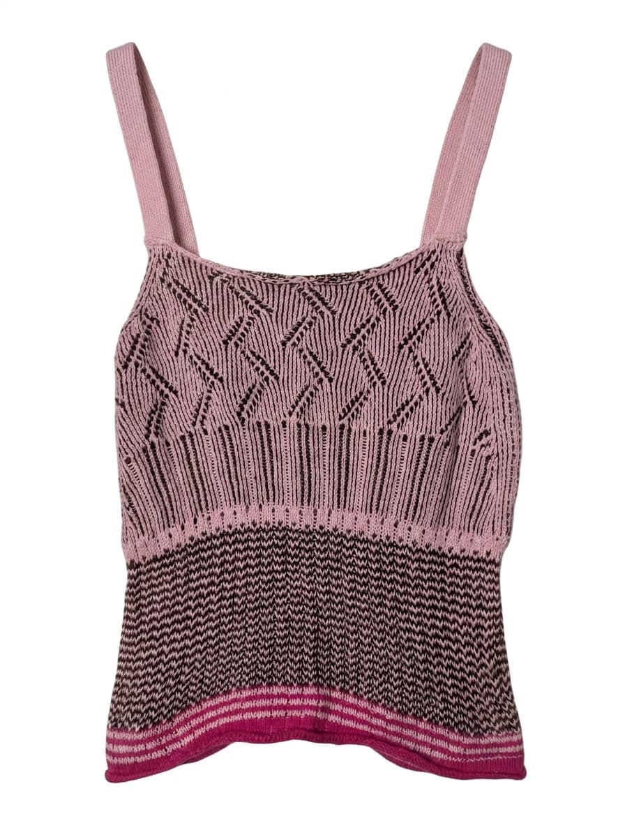 Dries Van Noten Knit Tank Top - Pink and Brown Sleeveless Top — photo 1 of 4