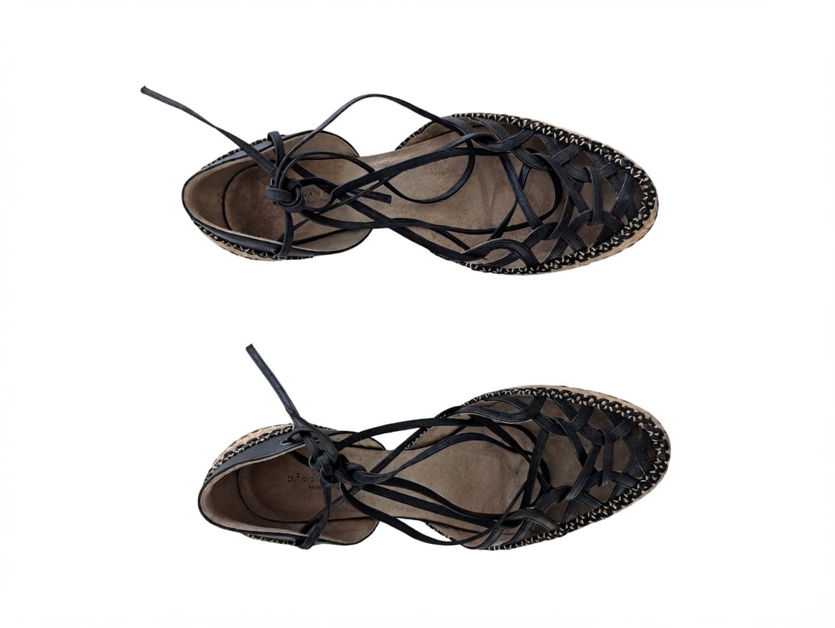 Dries Van Noten Lace-Up Espadrille Sandals Black Size 37.5 — photo 1 of 8