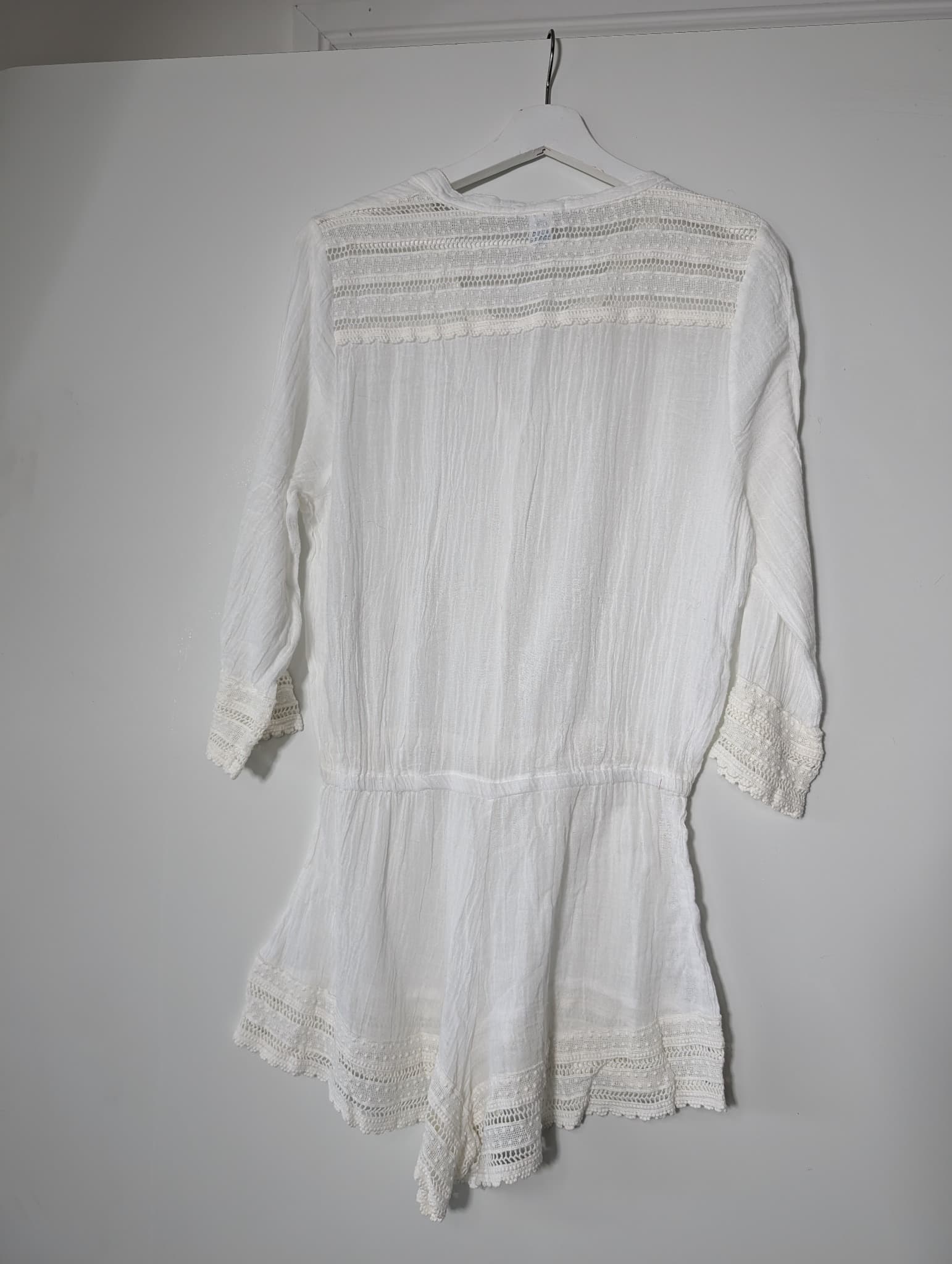 Eberjey Gauze Lace Trim Romper White Women's M/L — photo 6 of 8
