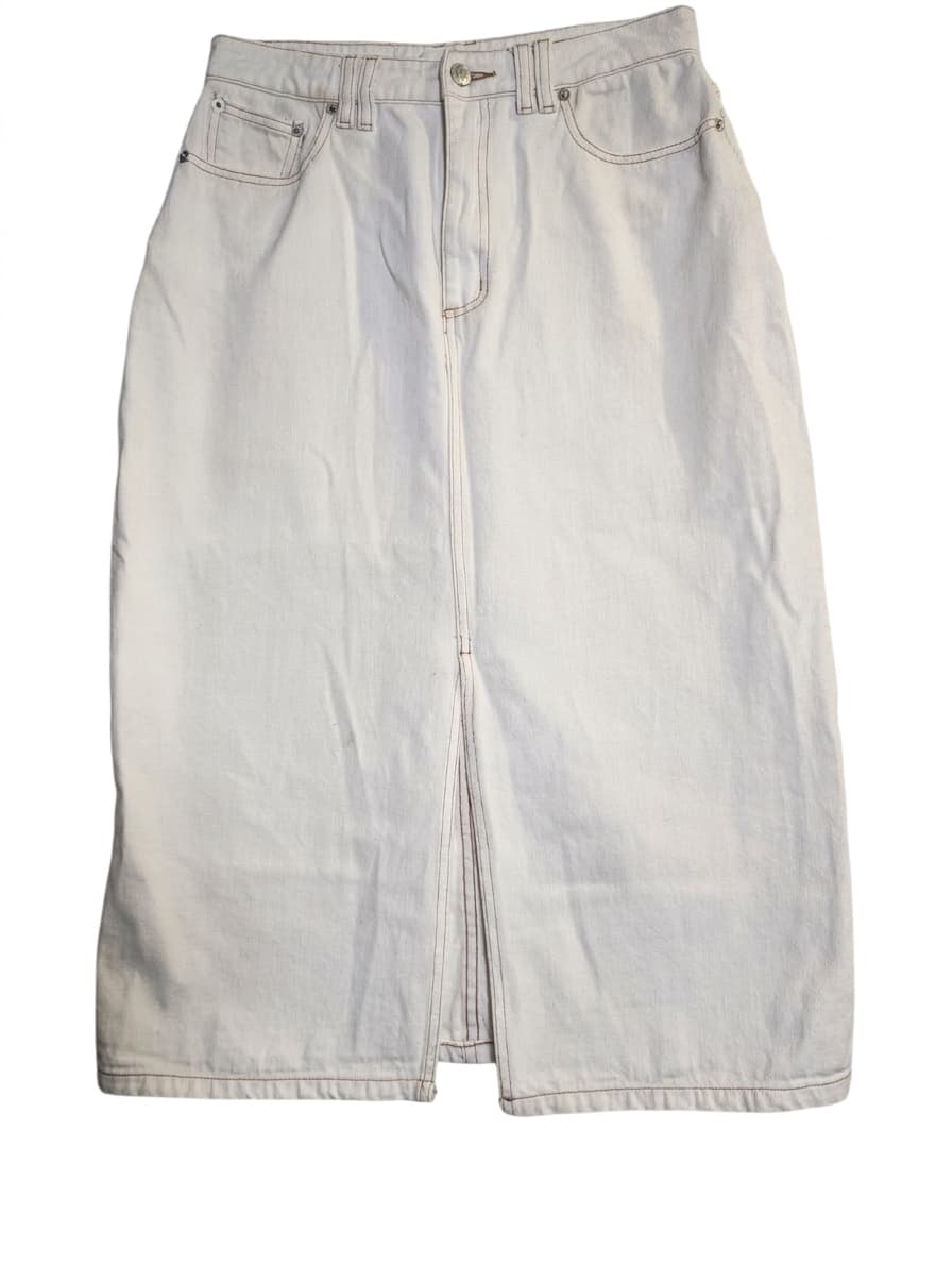 Elka Collective Denim Midi Skirt Off-White Front Slit — photo 1 of 7