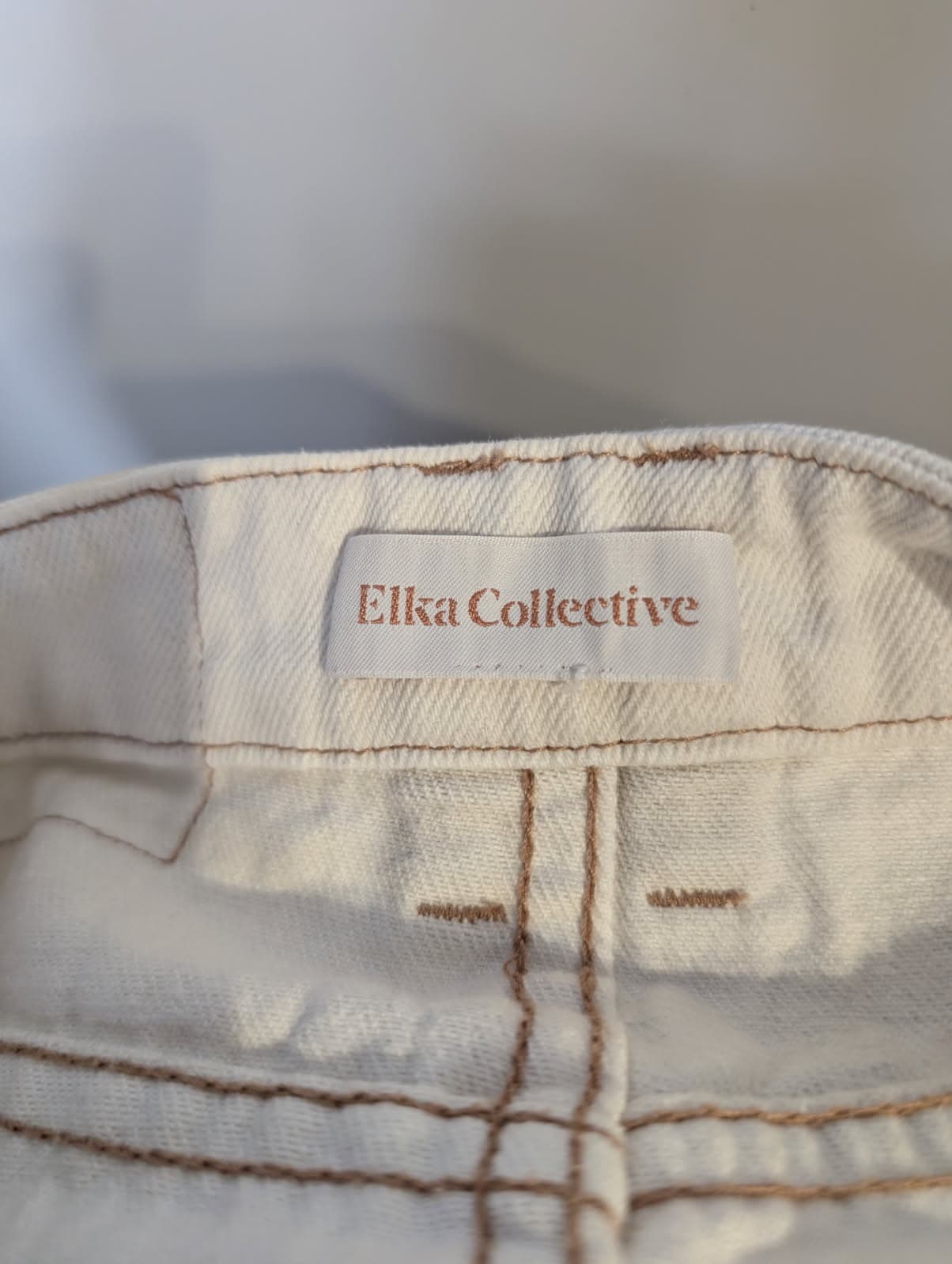 Elka Collective Denim Midi Skirt Off-White Front Slit — photo 3 of 7