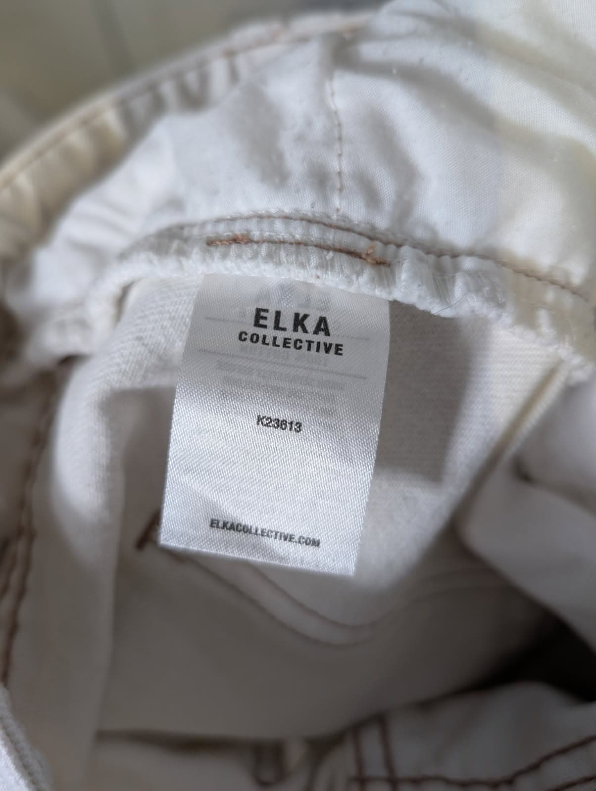 Elka Collective Denim Midi Skirt Off-White Front Slit — photo 6 of 7
