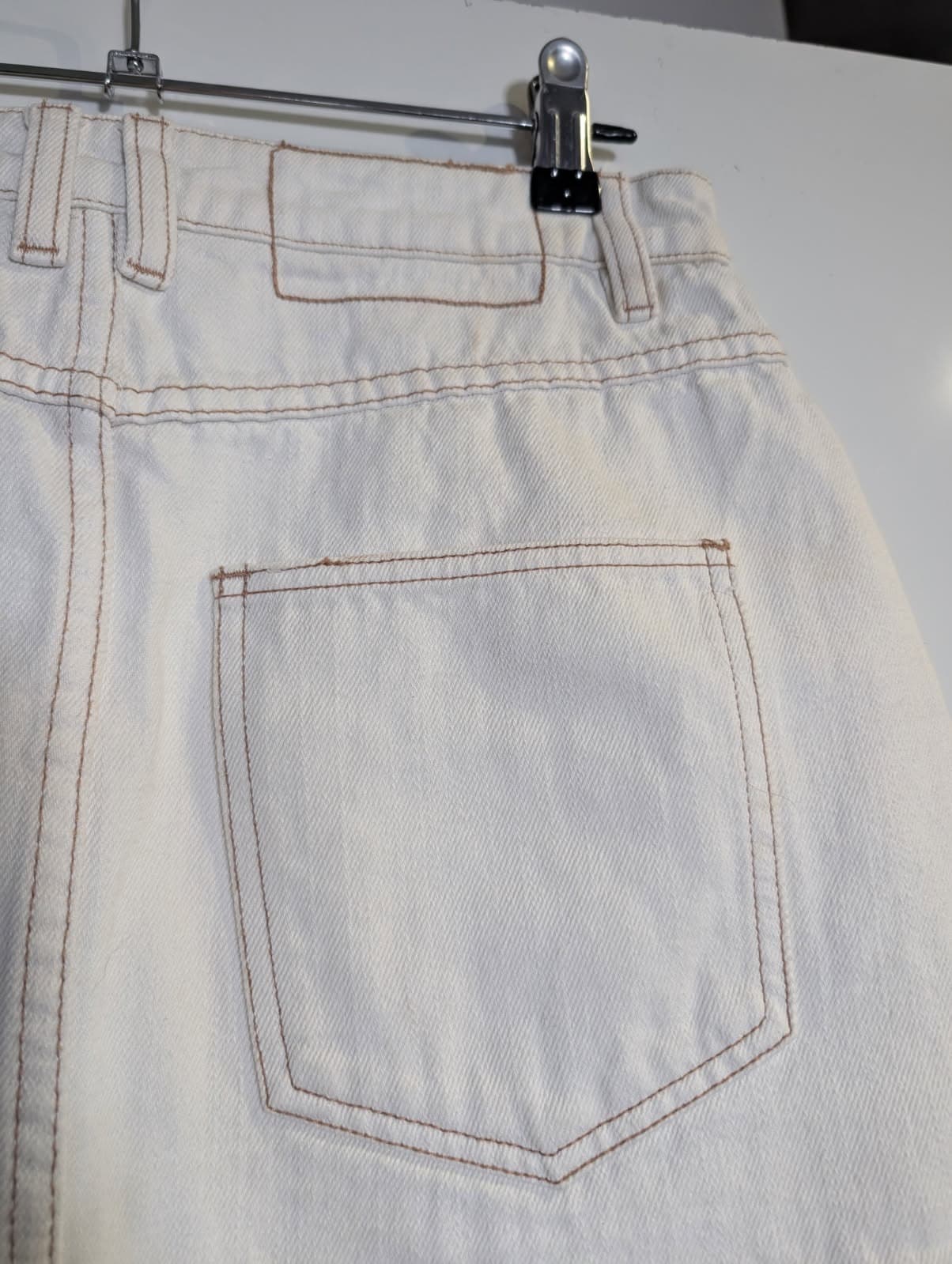 Elka Collective Denim Midi Skirt Off-White Front Slit — photo 7 of 7
