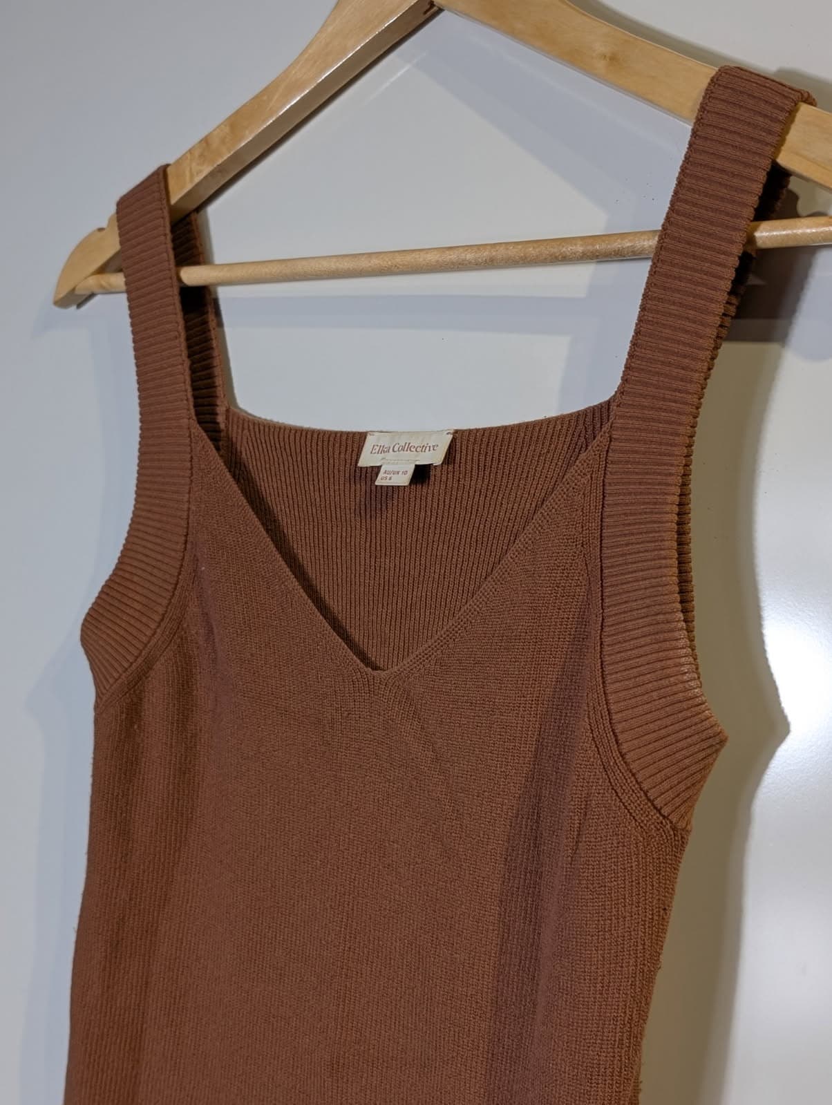 Elka Collective Knit Tank Top Brown Ribbed Sleeveless Women's AU 10 — photo 9 of 9
