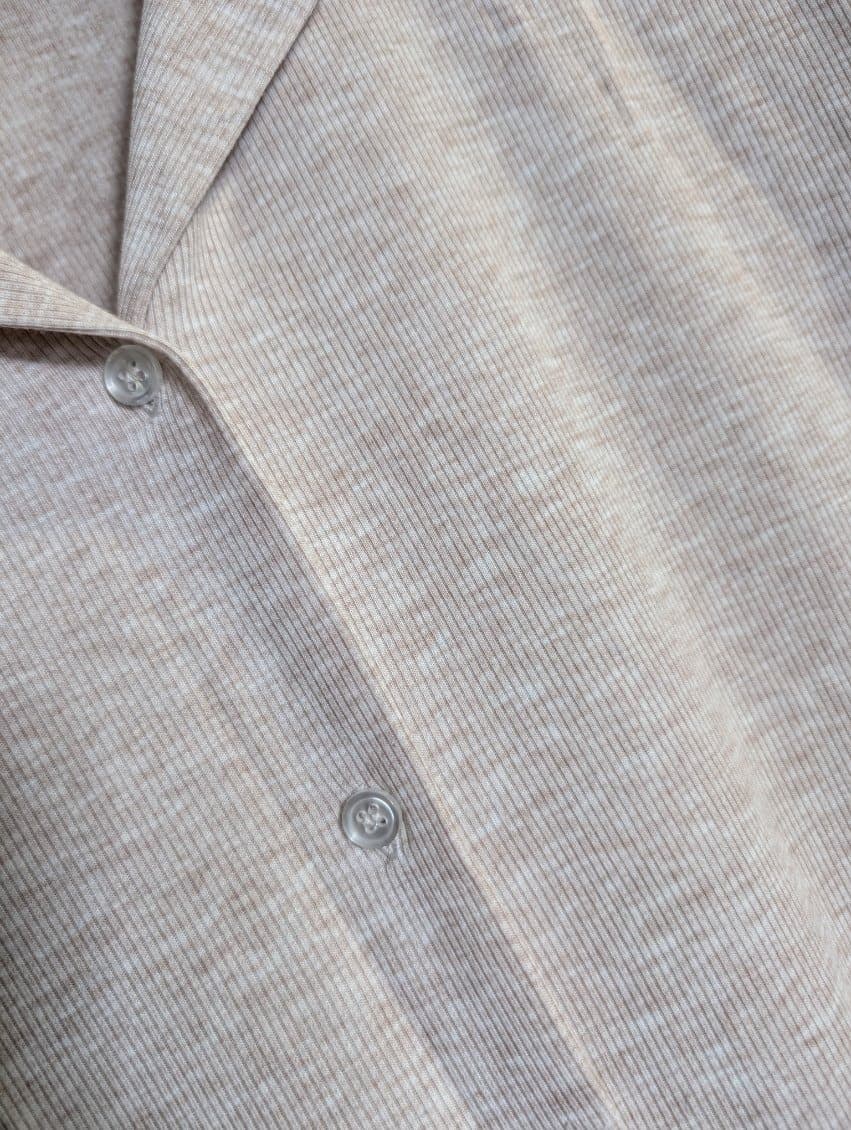 Elka Collective Ribbed Button Down Shirt Beige Size 10 — photo 3 of 7